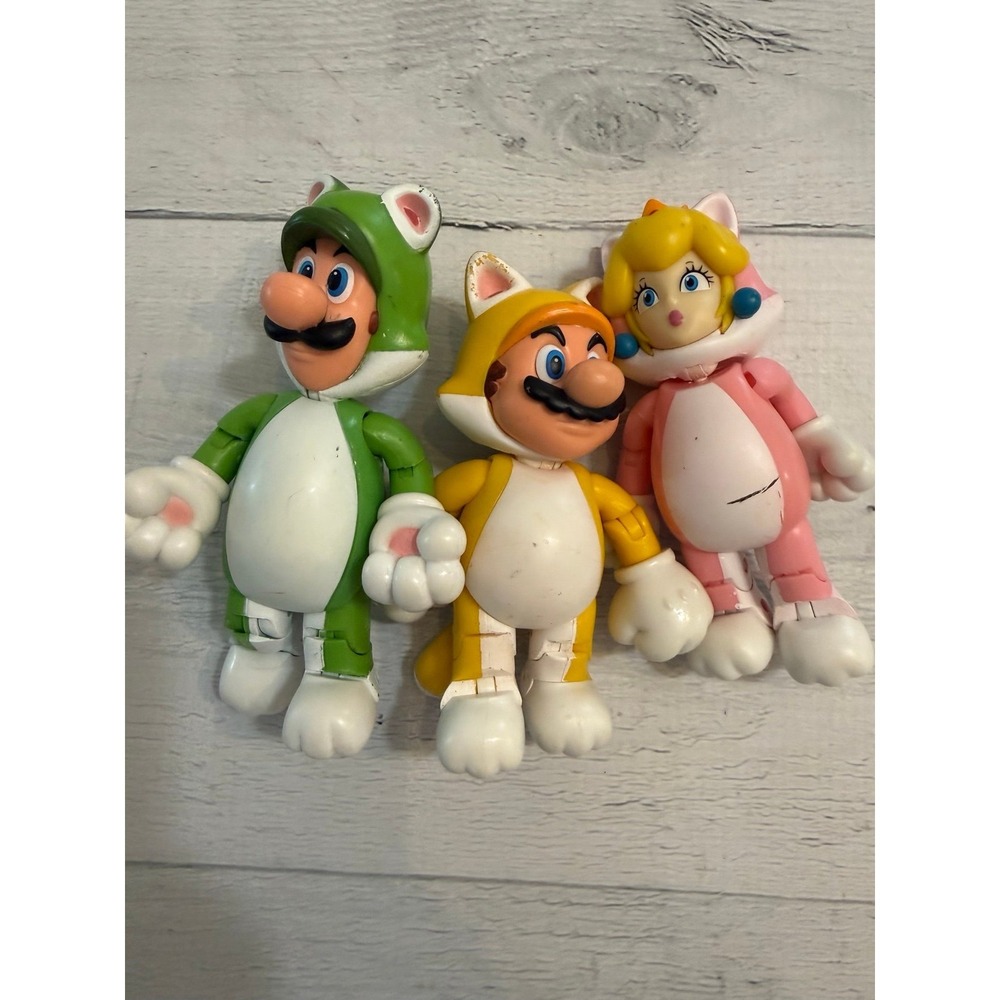 Super Mario bros cat Mario‎ cat Luigi cat peach figures